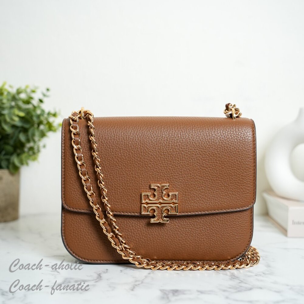Tory Burch Britten Small Adjustable Shoulder Bag Leather Crossbody in Moose NWT